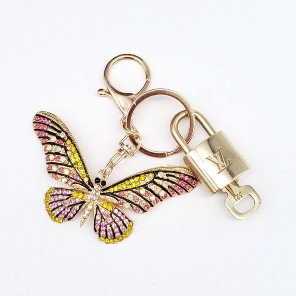 LV Gold Padlock & Key 🔒 Authentic Louis Vuitton Bag Unbranded Butterfly Charm